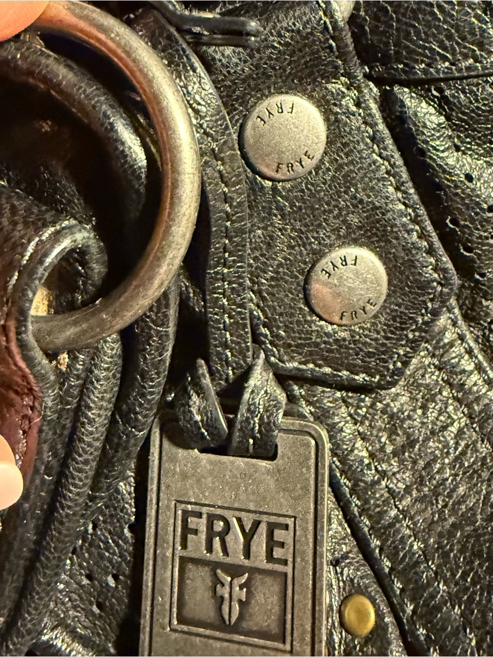 FRYE (rare!) Deborah Studded Black Leather Large Satchel - Picture 14 of 16